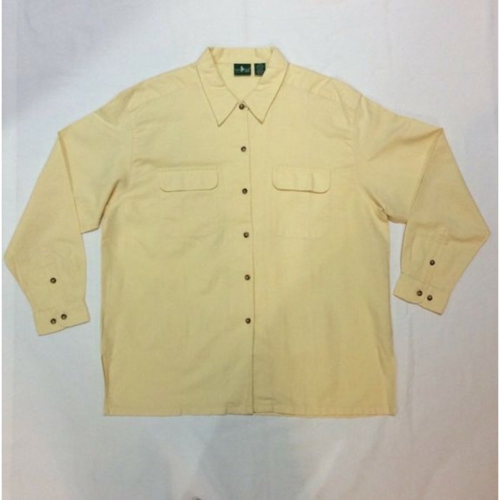 Vintage Hunt Club Women’s Butter Yellow Linen Blend Button Front Top Shirt 18W